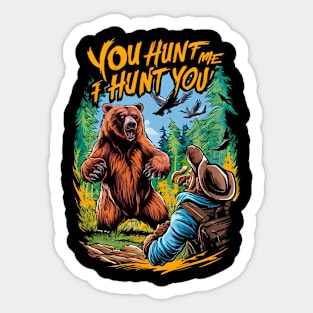 Bear Encounter in the Woods Funny Bear Hunting Sticker